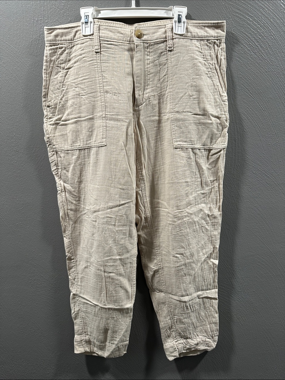 Old Navy Women's Straight-Leg Cargo Cotton Pants — Light Beige